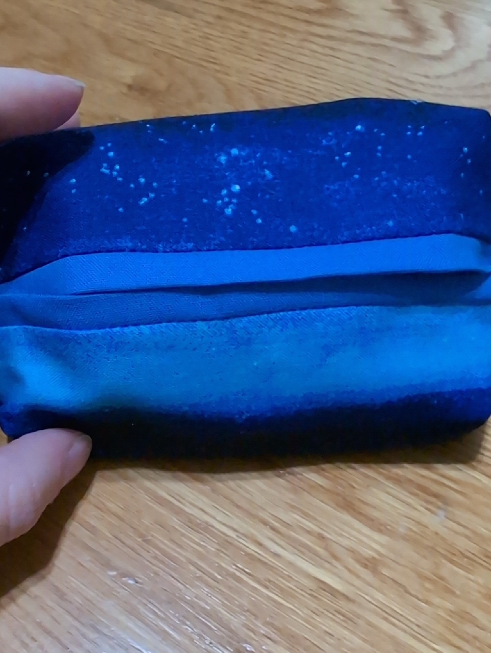 Blue Ombre Velvet Cosmetic Pocket Tissue Holder With Blue Trim